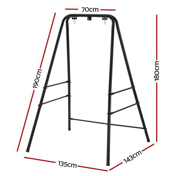 Gardeon Hammock Stand 135cm x180cm Steel Frame for Hanging Chairs Black Awezingly