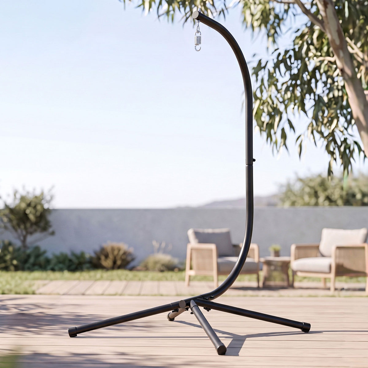 Gardeon Hammock Stand 150kg Capacity Metal Frame for Hanging Chairs Black Awezingly