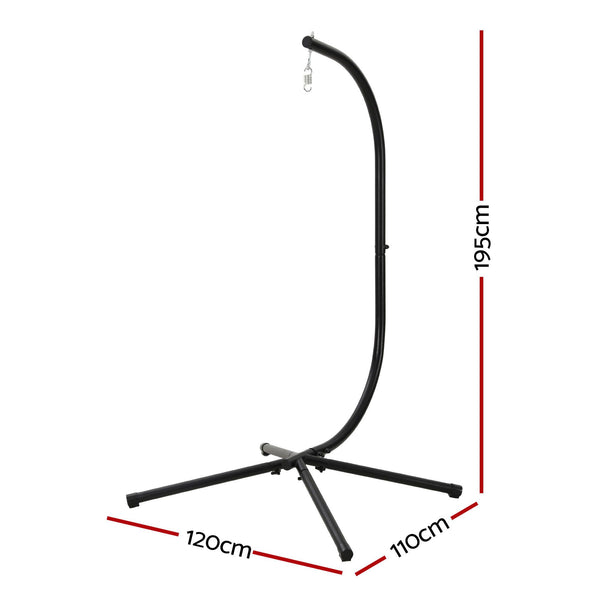 Gardeon Hammock Stand 150kg Capacity Metal Frame for Hanging Chairs Black Awezingly