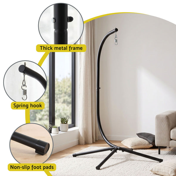 Gardeon Hammock Stand 150kg Capacity Metal Frame for Hanging Chairs Black Awezingly