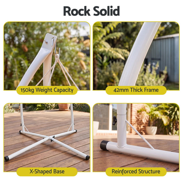 Gardeon Hammock Stand 150kg Capacity White Steel Frame for Hanging Chairs Awezingly