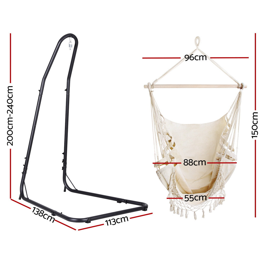 Gardeon Hammock Hanging Chair with Steel Stand Gardeon