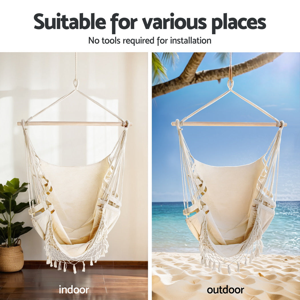 Gardeon Hammock Hanging Chair with Steel Stand Gardeon
