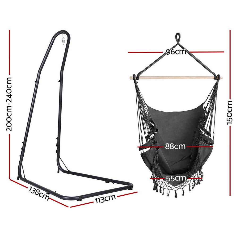 Gardeon Hammock Hanging Chair with Steel Stand Gardeon