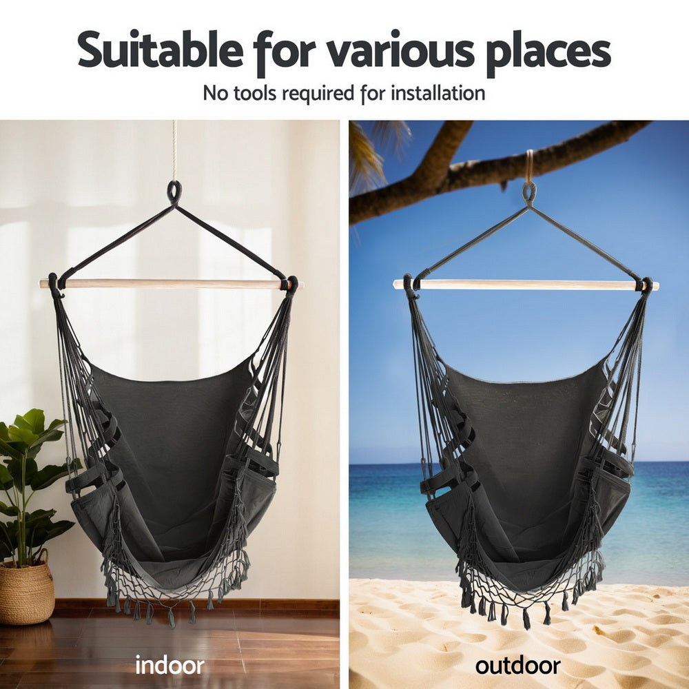 Gardeon Hammock Hanging Chair with Steel Stand Gardeon