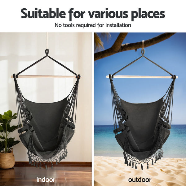 Gardeon Hammock Hanging Chair with Steel Stand Gardeon
