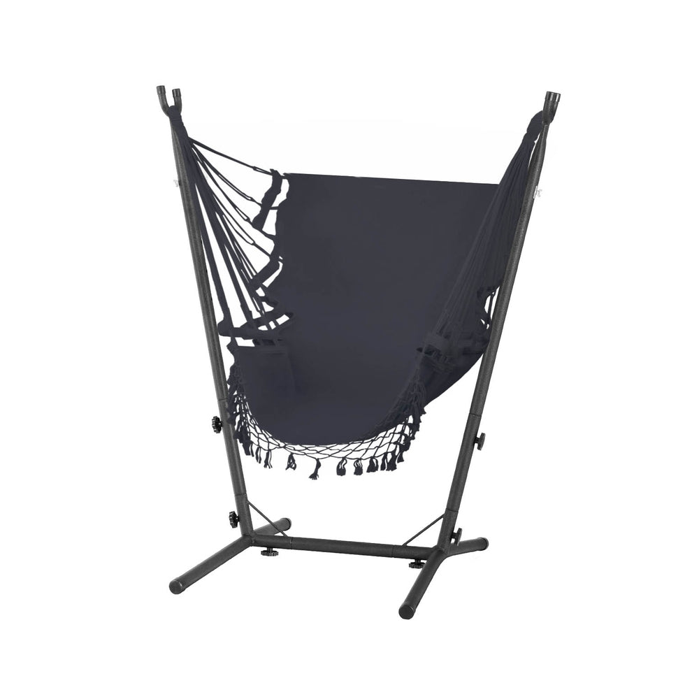 Gardeon Hammock Chair Outdoor Camping Hanging with Stand Grey Gardeon