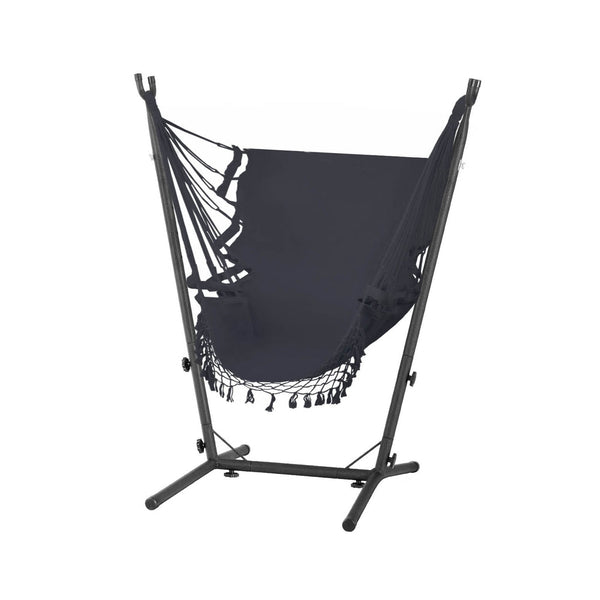 Gardeon Hammock Chair Outdoor Camping Hanging with Stand Grey Gardeon