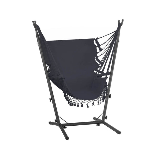 Gardeon Hammock Chair Outdoor Camping Hanging with Stand Grey Gardeon