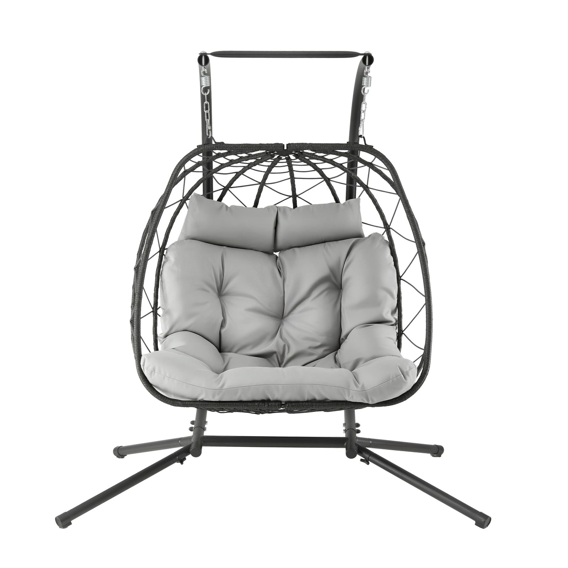 Gardeon Outdoor Swing Chair 2 Seater with Stand Cushion Rattan Patio Furniture Awezingly