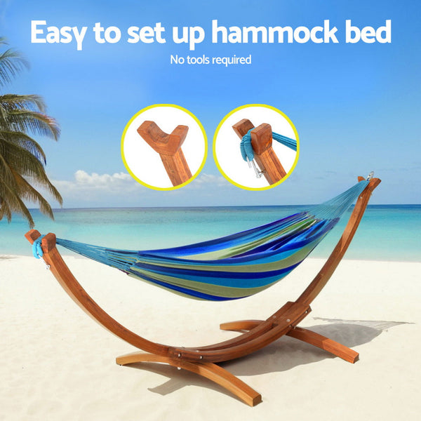 Gardeon Hammock Bed Stand Larch Wood 315cm Length Gardeon