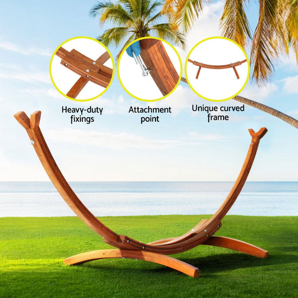 Gardeon Hammock Bed Stand Larch Wood 315cm Length Gardeon