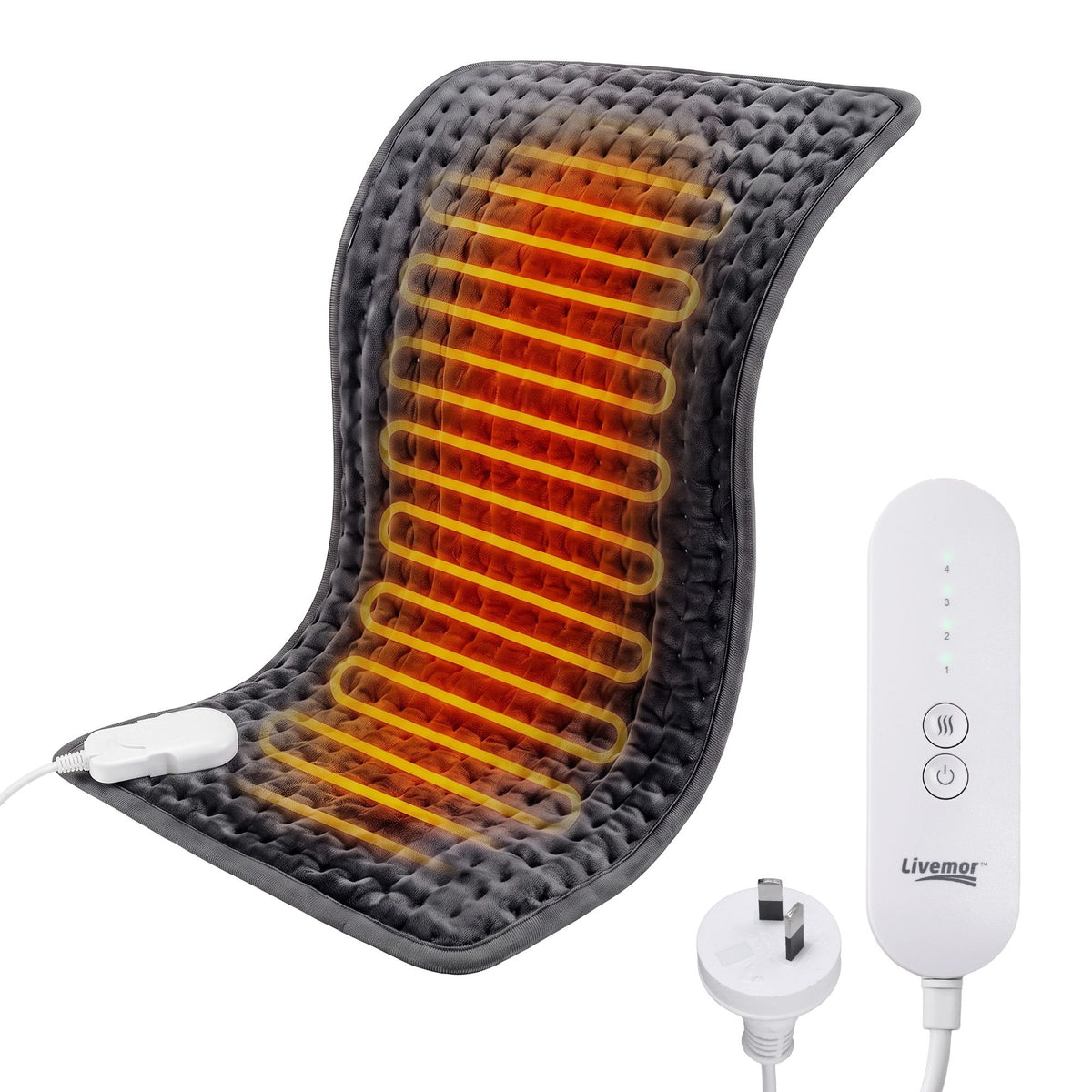Livemor Heating Pad for Back Neck Shoulder Knee Arms Legs 60x30cm 4 Heat Settings Gift for Women Men Awezingly