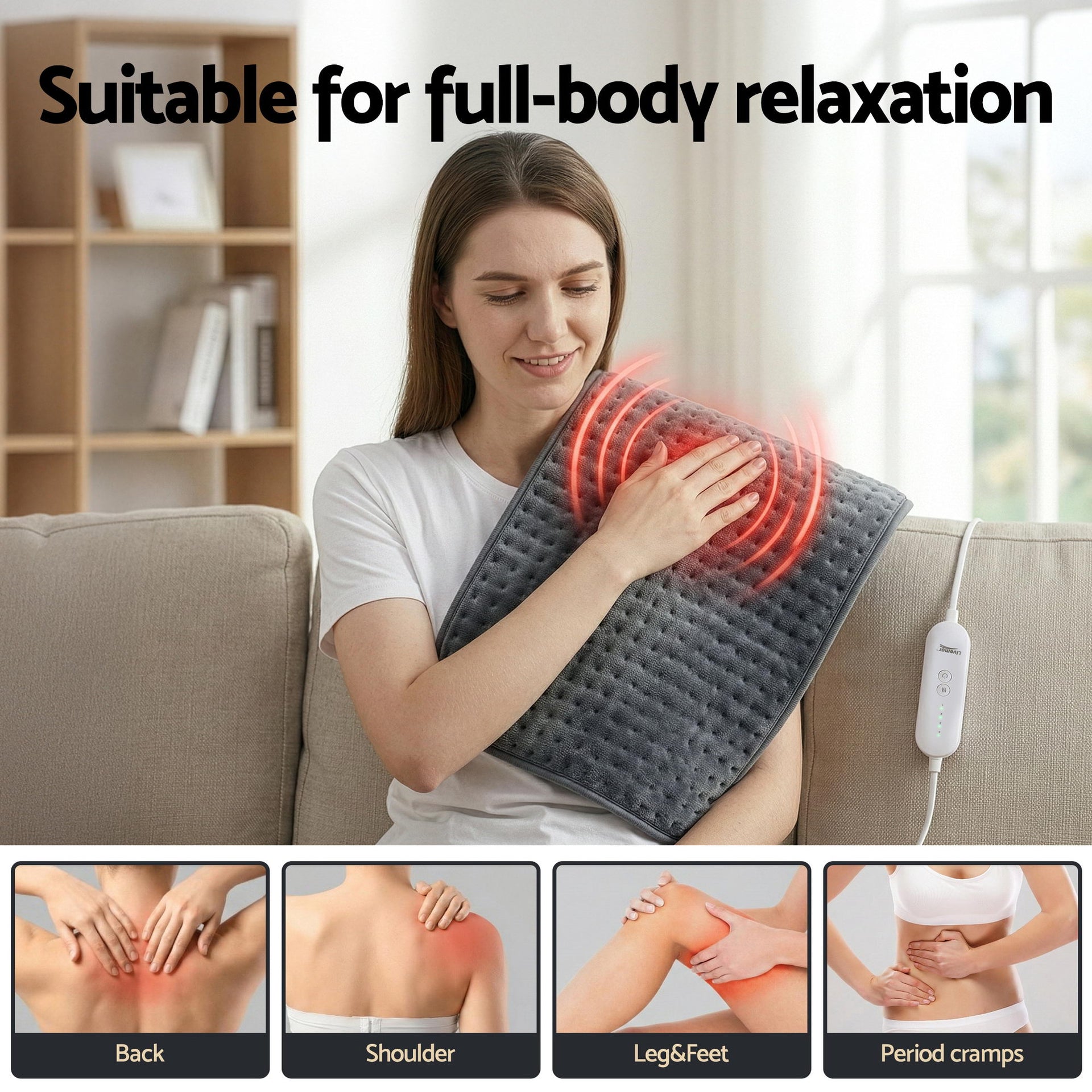 Livemor Electric Heating Pad Heat Mat 60x39cm Awezingly