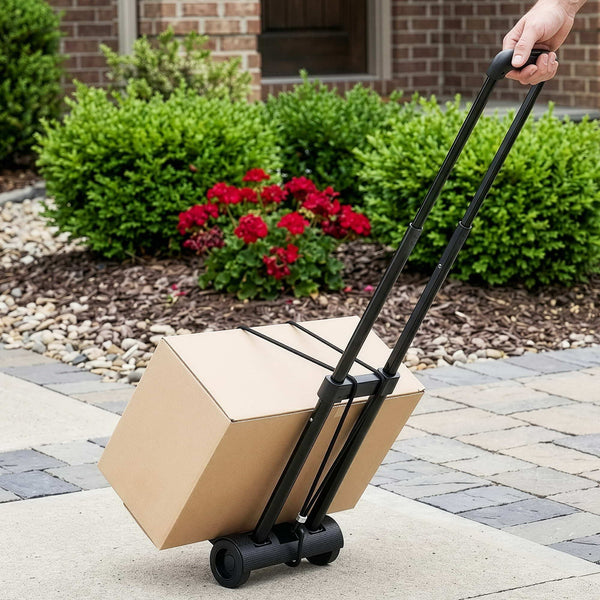 Giantz Folding Trolley Portable Hand Truck Lightweight Travel Luggage Black Awezingly