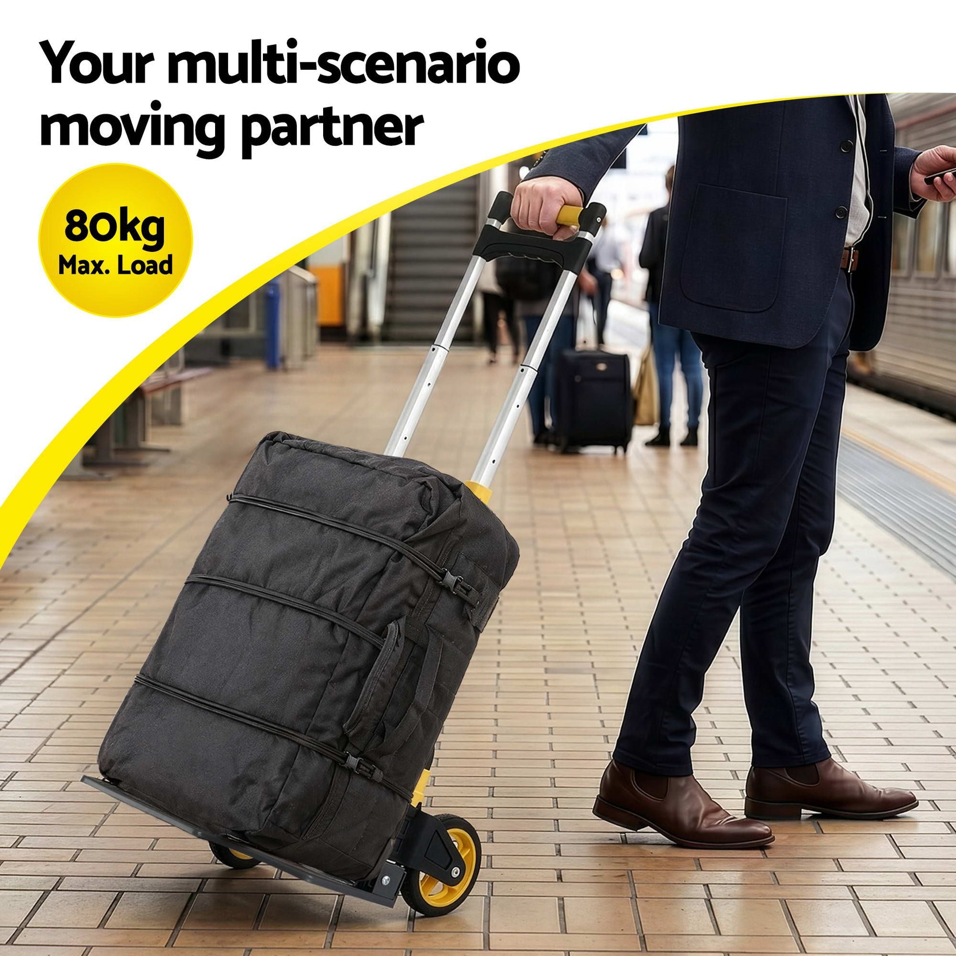 Giantz Folding Trolley Portable Hand Truck Lightweight Travel Luggage Silver Awezingly