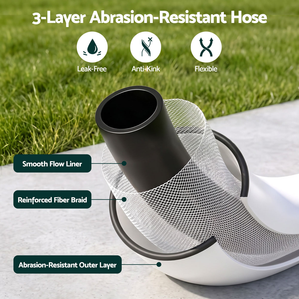 Green Fingers 20m Retractable Water Hose Reel, Wall Mounted Garden Hose 9-Pattern Nozzle Awezingly