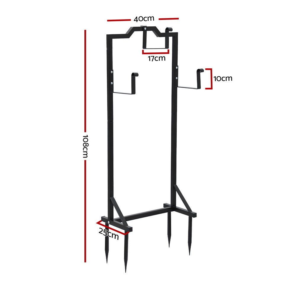 Green Fingers Garden Hose Holder Metal Portable Freestanding Hose Stand 4 Spikes Black Awezingly