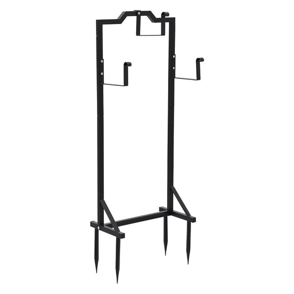 Green Fingers Garden Hose Holder Metal Portable Freestanding Hose Stand 4 Spikes Black Awezingly