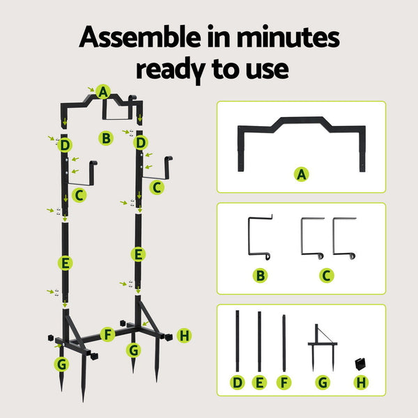 Green Fingers Garden Hose Holder Metal Portable Freestanding Hose Stand 4 Spikes Black Awezingly