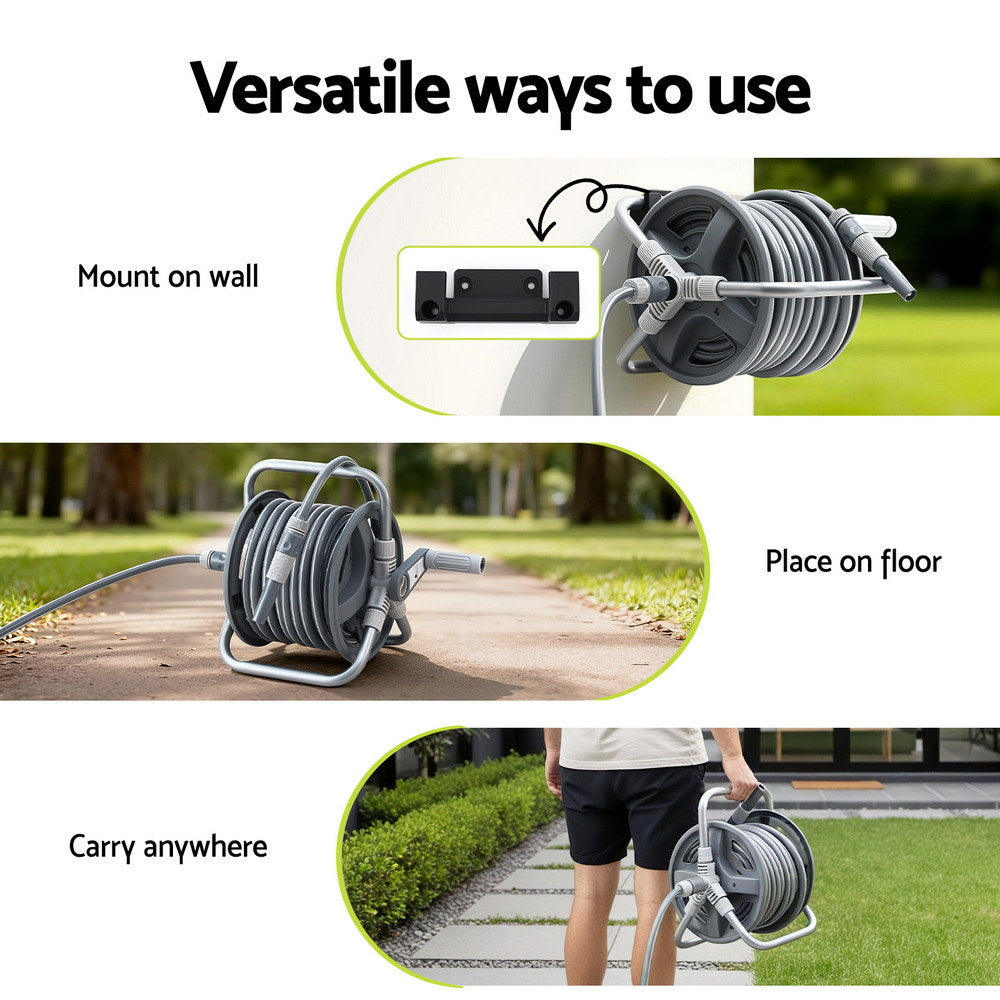 Green Fingers 20m Retractable Garden Hose Reel Heavy Duty 1/2