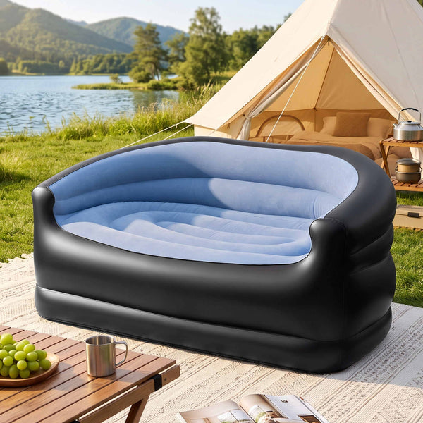 Gardeon Outdoor Air Sofa Inflatable Couch Two-Seater Lounge Chair with Pump Blow Up Couches for Camping Awezingly