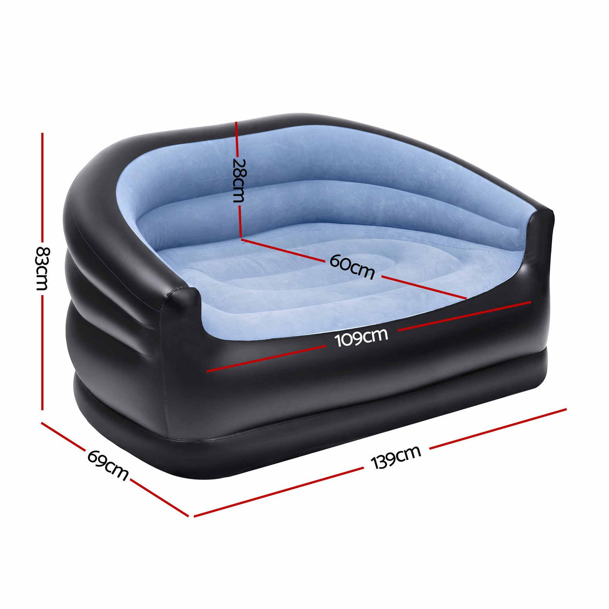 Gardeon Outdoor Air Sofa Inflatable Couch Two-Seater Lounge Chair with Pump Blow Up Couches for Camping Awezingly