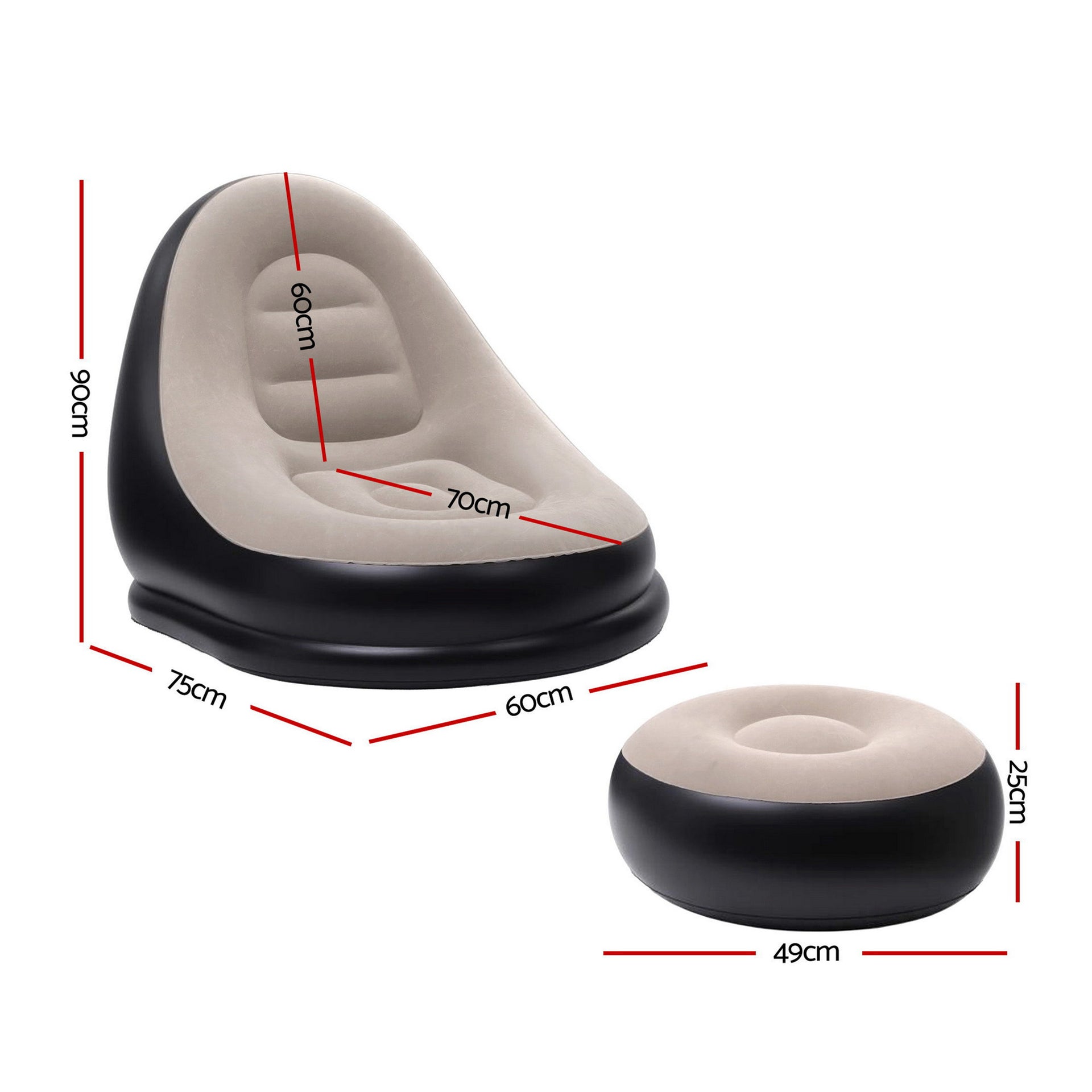 Gardeon Inflatable Chair with Ottoman Air Sofa Blow Up Air Chair for Camping with Pump Awezingly