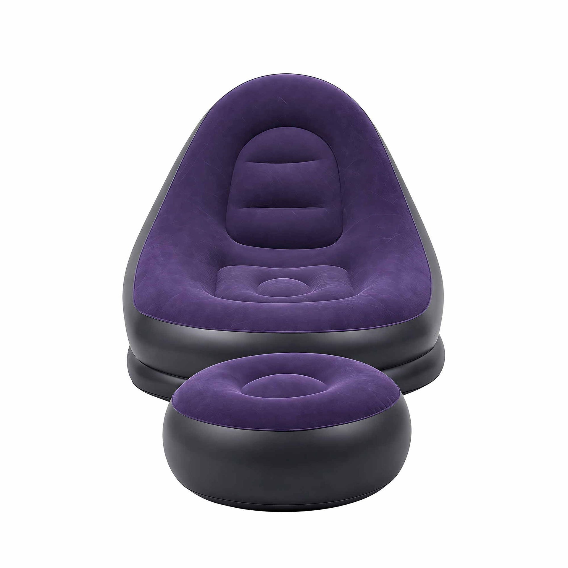 Gardeon Inflatable Chair with Ottoman Air Sofa Blow Up Air Chair for Camping with Pump Purple Awezingly