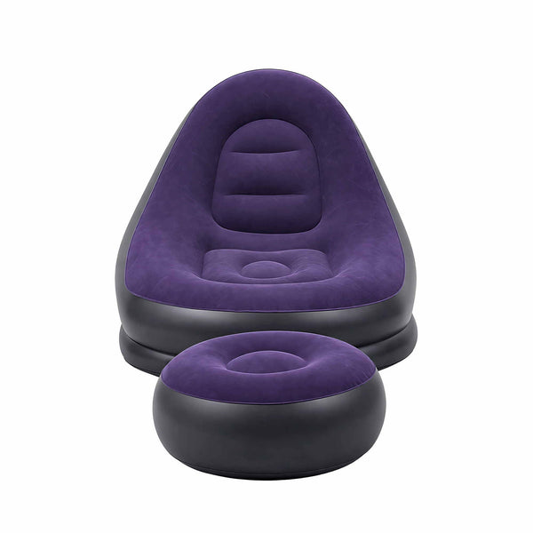 Gardeon Inflatable Chair with Ottoman Air Sofa Blow Up Air Chair for Camping with Pump Purple Awezingly