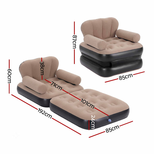 Gardeon Inflatable Chair Sun Lounge Air Sofa Blow Up Air Chair for Camping with Pump Awezingly