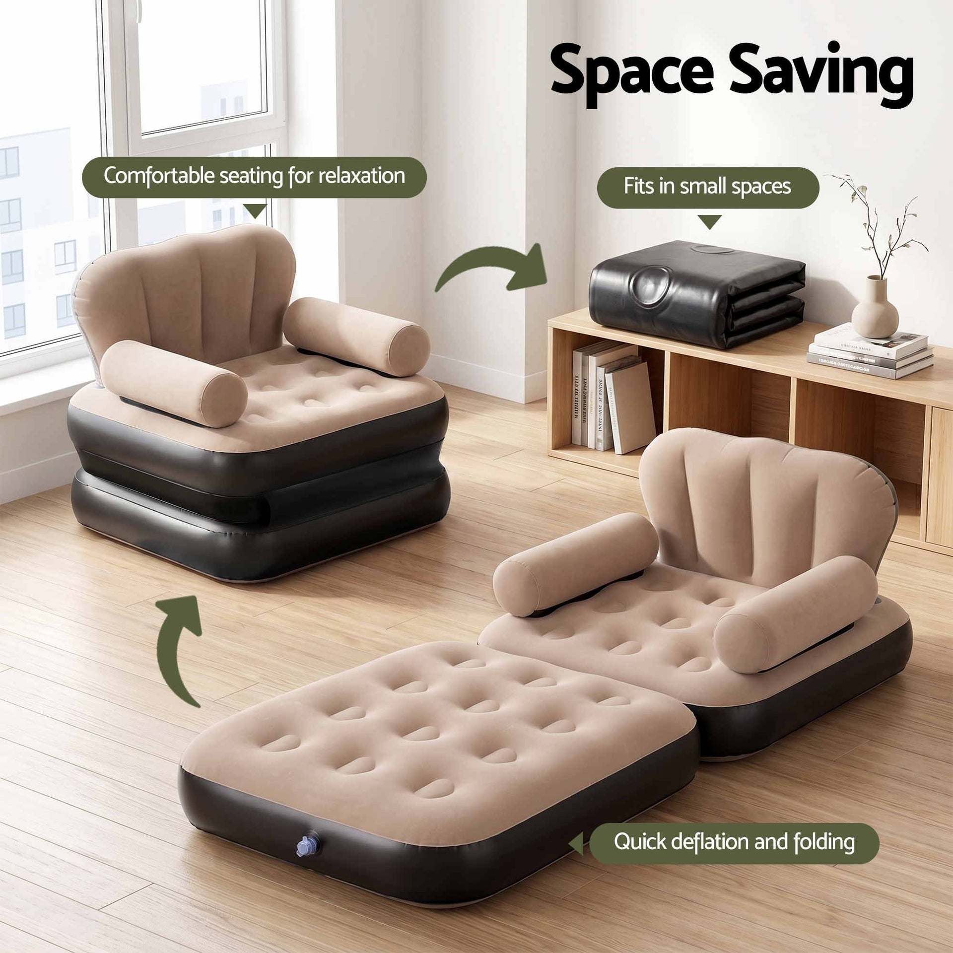 Gardeon Inflatable Chair Sun Lounge Air Sofa Blow Up Air Chair for Camping with Pump Awezingly