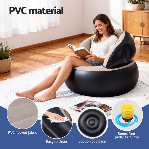 Gardeon Inflatable Chair Blow Up Folding Air Chairs Sofa for Camping with Pump Awezingly