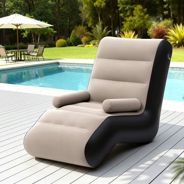 Gardeon Inflatable Chair Sun Lounger Blow Up Folding Air Chairs Sofa for Camping with Pump Awezingly