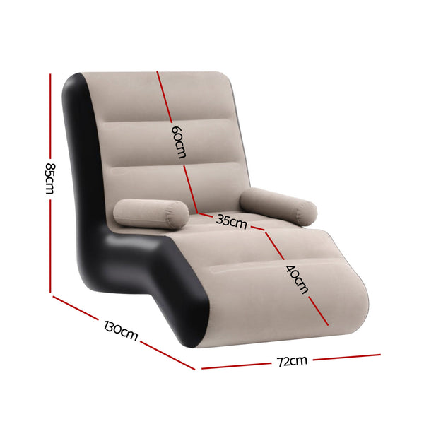 Gardeon Inflatable Chair Sun Lounger Blow Up Folding Air Chairs Sofa for Camping with Pump Awezingly