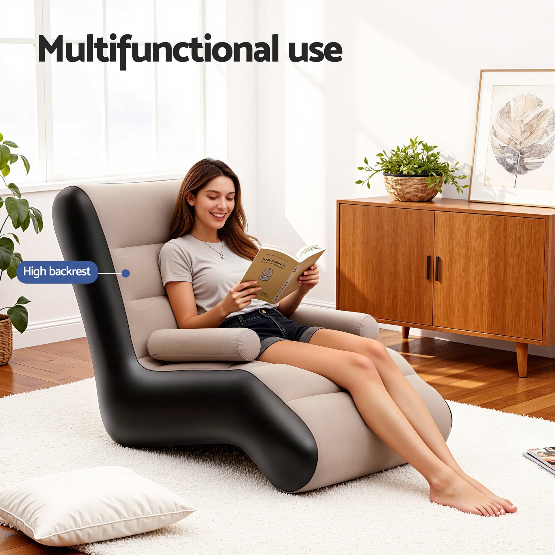 Gardeon Inflatable Chair Sun Lounger Blow Up Folding Air Chairs Sofa for Camping with Pump Awezingly