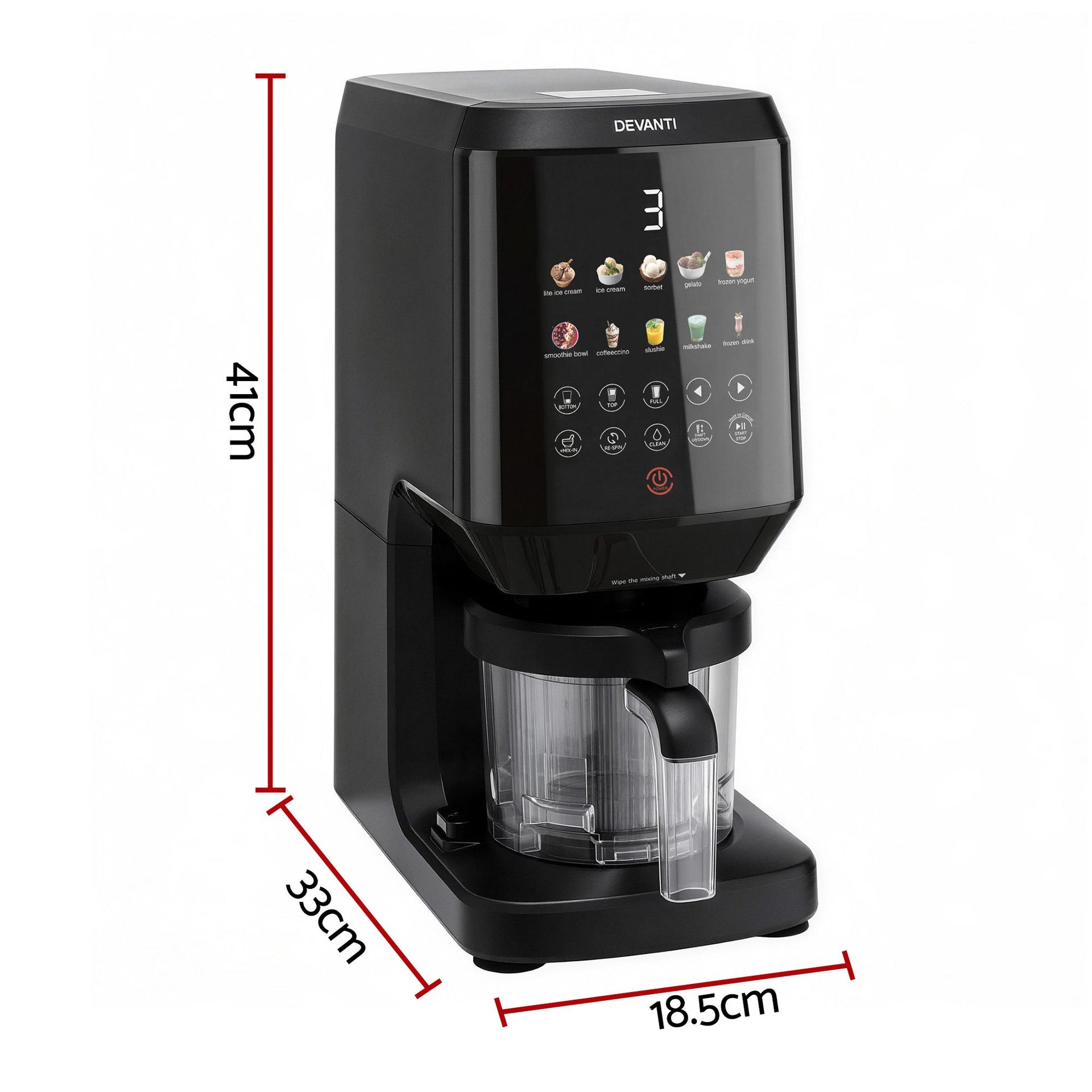 Devanti 10-in-1 Ice Cream Maker Machine Homemade Gelato Sorbet Smart Portion Control Custom Mix-Ins Awezingly