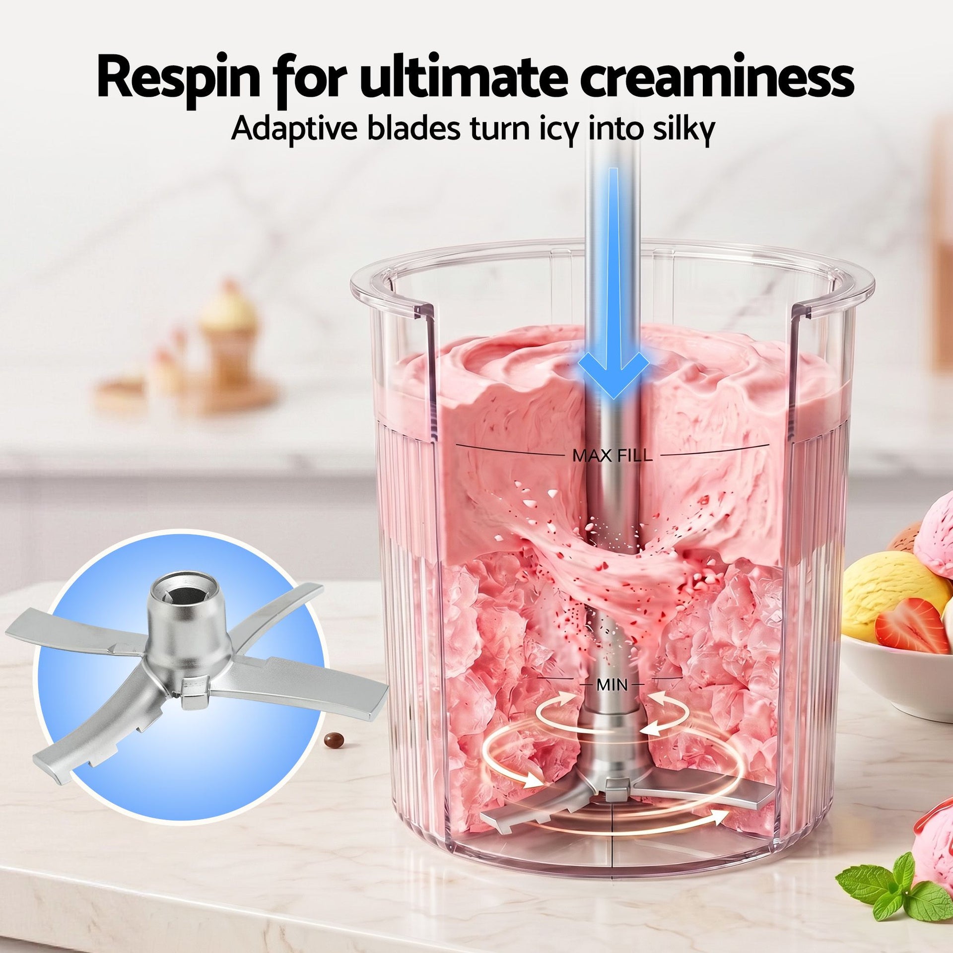 Devanti 10-in-1 Ice Cream Maker Machine Homemade Gelato Sorbet Smart Portion Control Custom Mix-Ins Awezingly