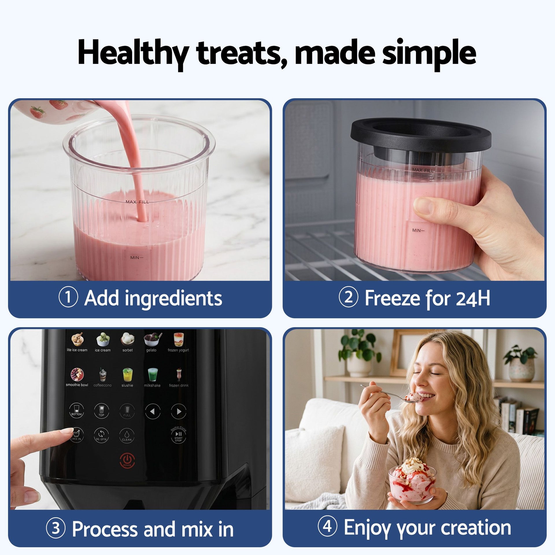 Devanti 10-in-1 Ice Cream Maker Machine Homemade Gelato Sorbet Smart Portion Control Custom Mix-Ins Awezingly