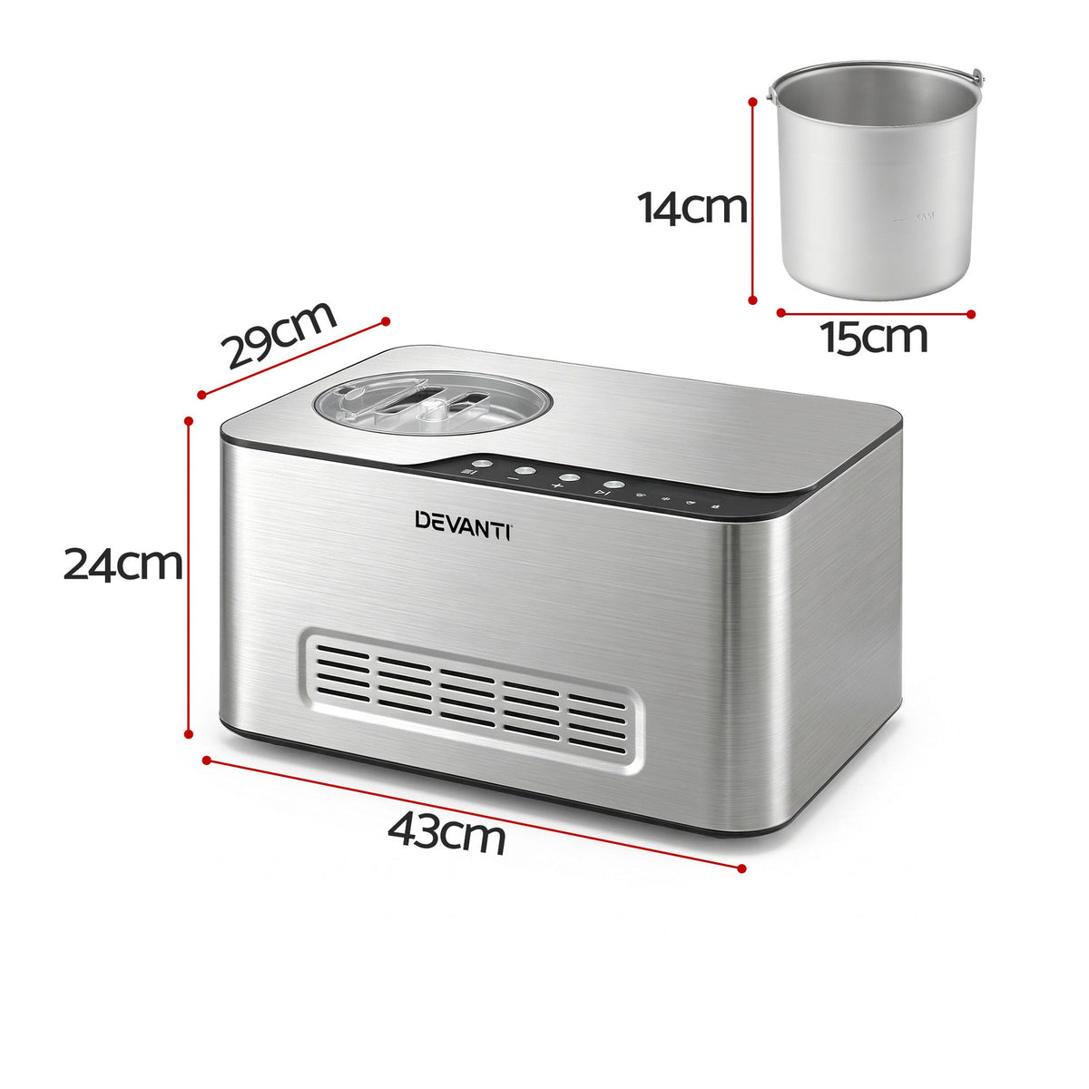 Devanti 2L 2-in-1 Ice Cream & Yogurt Maker Machine No Pre-Freezing Homemade Gelato Sorbet Awezingly