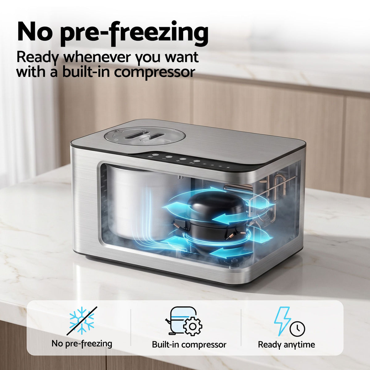 Devanti 2L 2-in-1 Ice Cream & Yogurt Maker Machine No Pre-Freezing Homemade Gelato Sorbet Awezingly