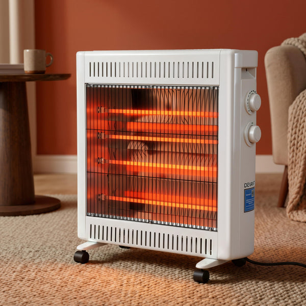 Devanti 2200W Infrared Radiant Heater Portable Electric Space Heating White Awezingly