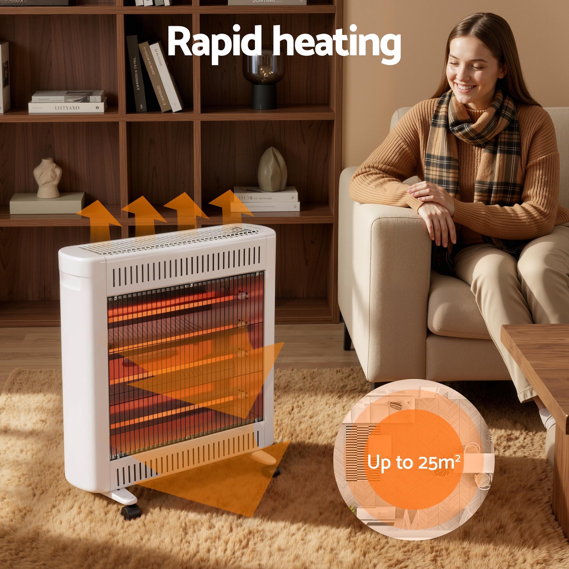 Devanti 2200W Infrared Radiant Heater Portable Electric Space Heating White Awezingly