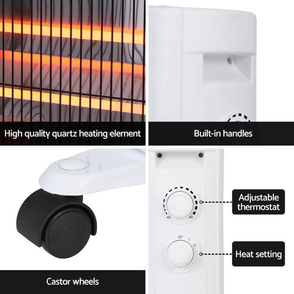 Devanti 2200W Infrared Radiant Heater Portable Electric Space Heating White Awezingly