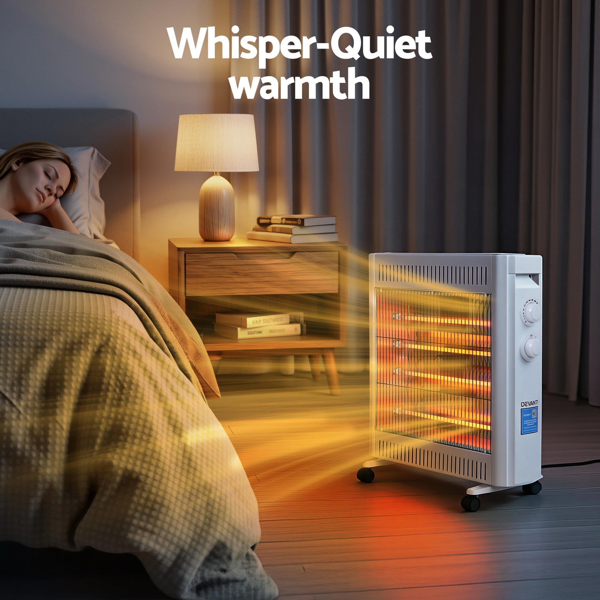 Devanti 2200W Infrared Radiant Heater Portable Electric Space Heating White Awezingly