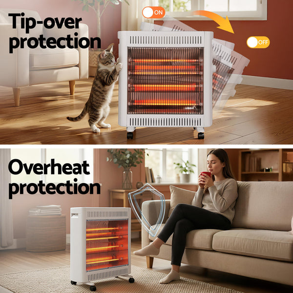 Devanti 2200W Infrared Radiant Heater Portable Electric Space Heating White Awezingly