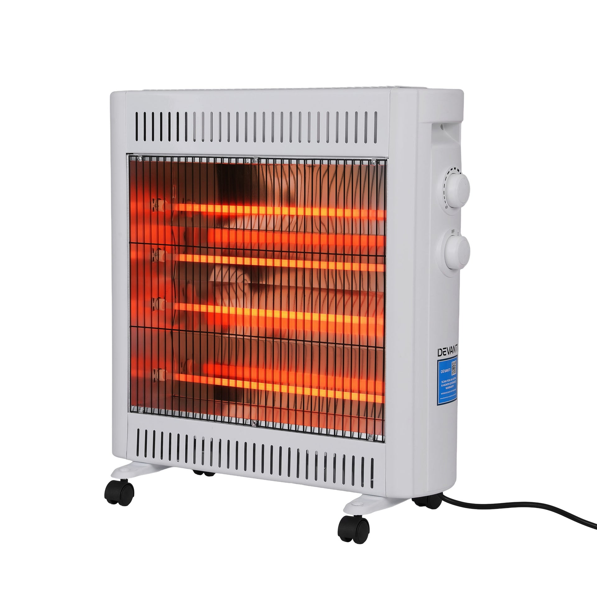 Devanti 2200W Infrared Radiant Heater Portable Electric Space Heating White Awezingly