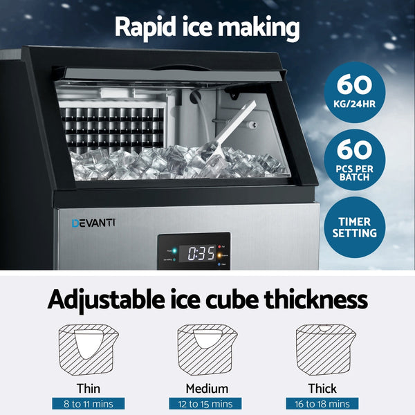Devanti 60kg Ice Maker Commercial Machine Devanti
