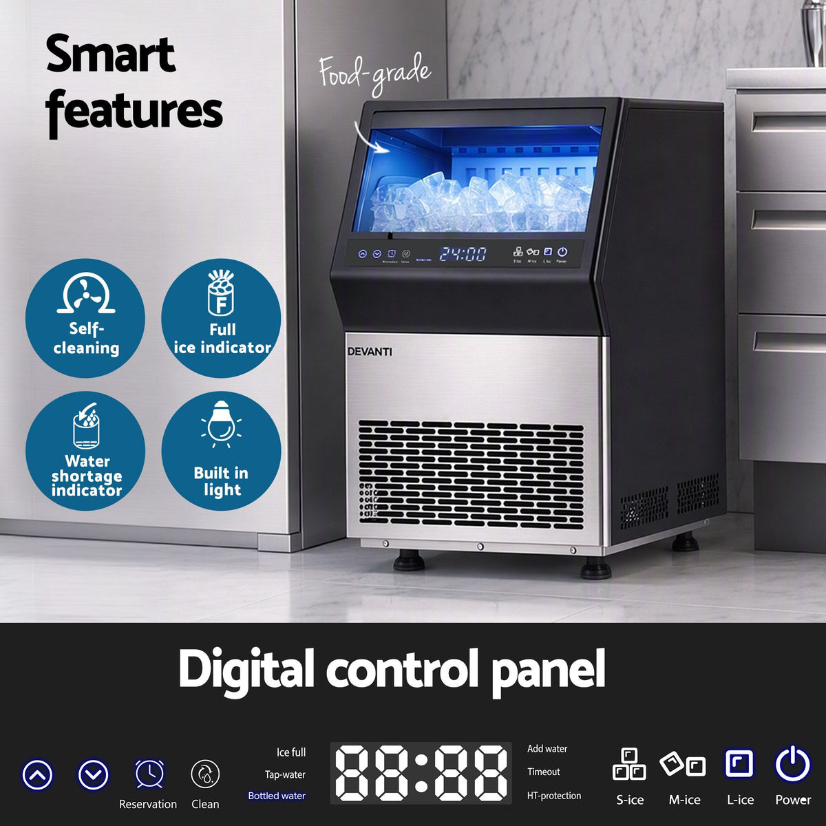 Devanti 35kg Commercial Ice Maker Freestanding Ice Cube Machine Awezingly