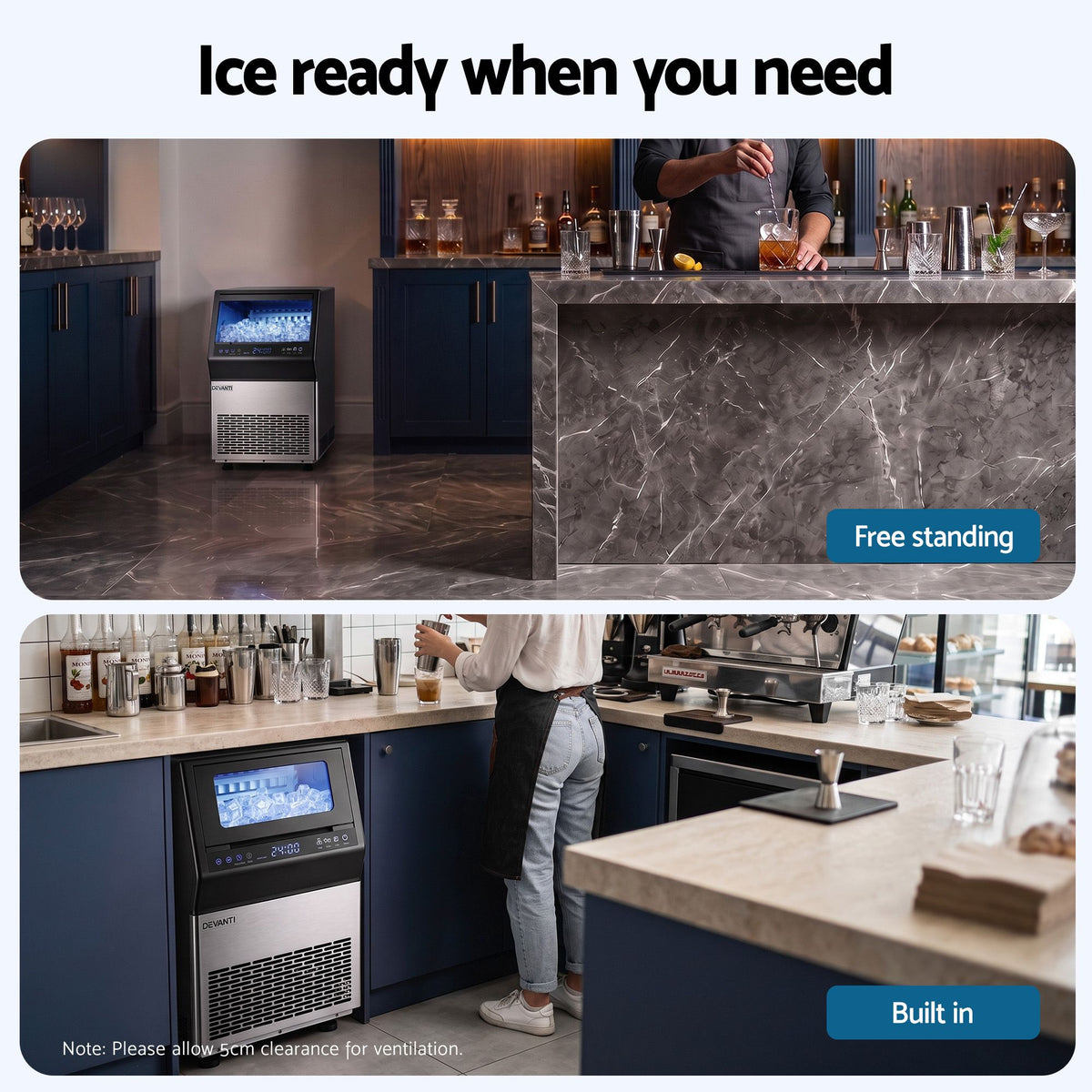 Devanti 35kg Commercial Ice Maker Freestanding Ice Cube Machine Awezingly